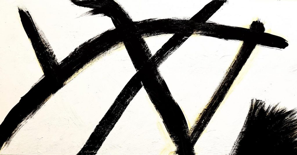 Abstract expressionist painting by Allan Revich. 24 inches x 48 inches. Painted 2024, acrylic on canvas.